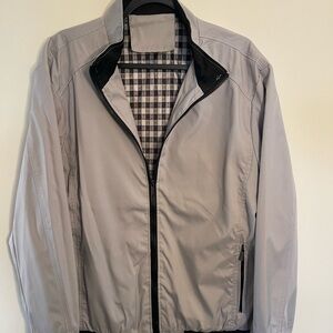 Gray and Black Windbreaker with Water-Resistant Finish